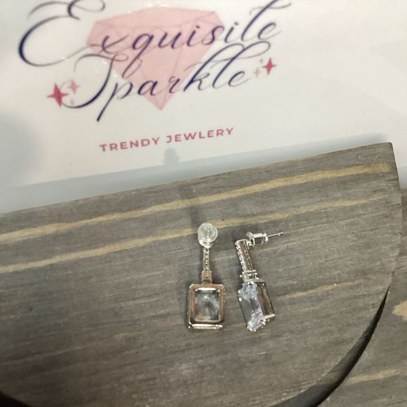 Stunning Asscher Cut  Diamond Post back Drop Earrings💎 - Picture 13 of 15